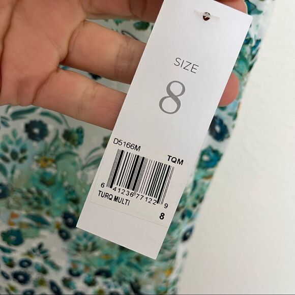 NWT Donna Morgan Floral Chiffon Turquoise Multi Dress - Picture 7 of 11
